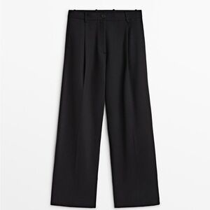 Massimo Dutti Full Lengrh Darted Trouser in Black Size 40